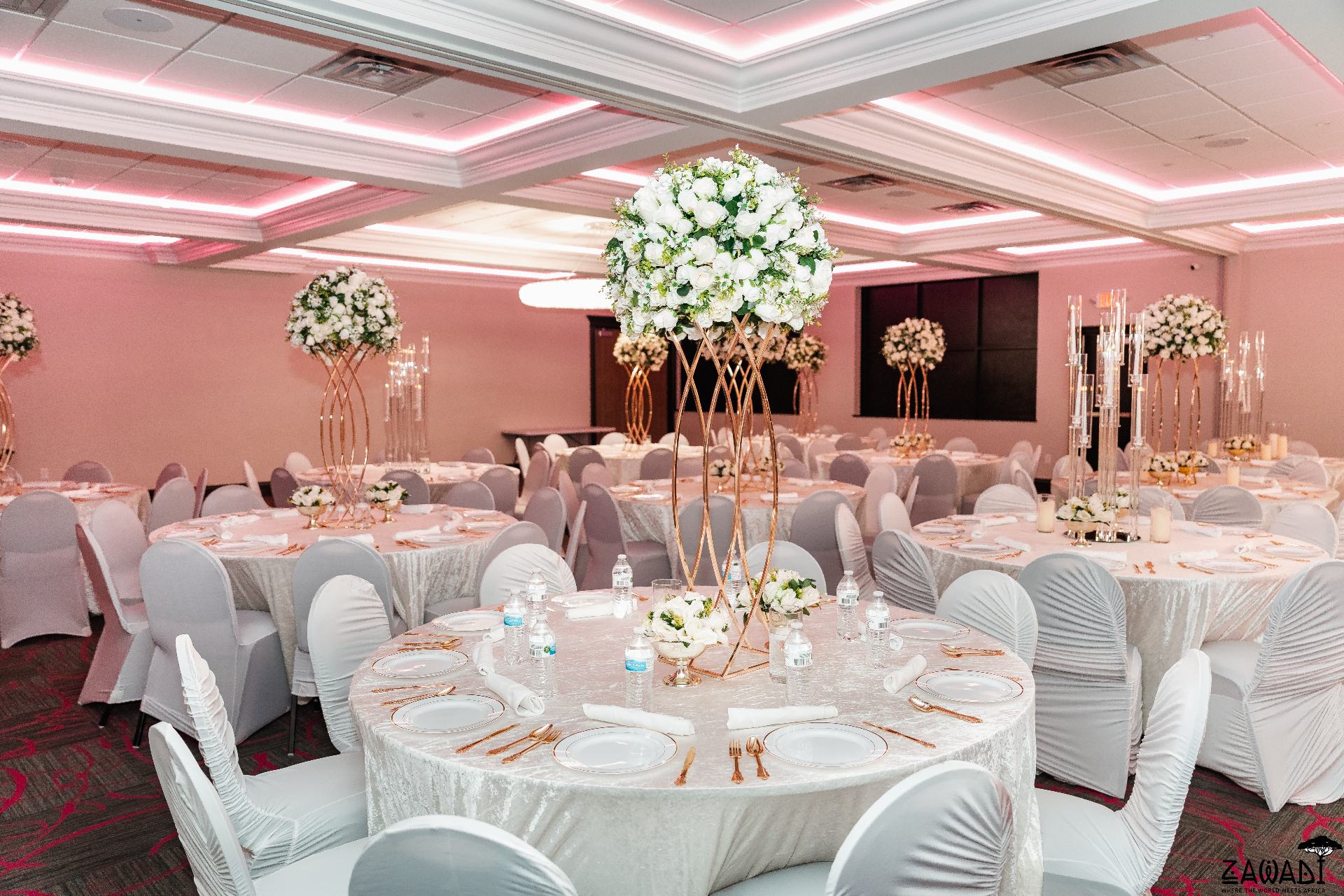 Elegant wedding reception in the grand hall